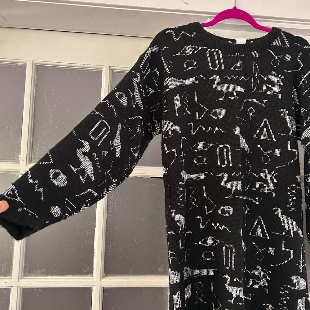 Black Metallic thread Vintage Sweater dress